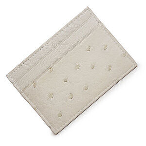 Bottega Veneta Card Wallet Pass Ostrich Exotic Leather Plaster White